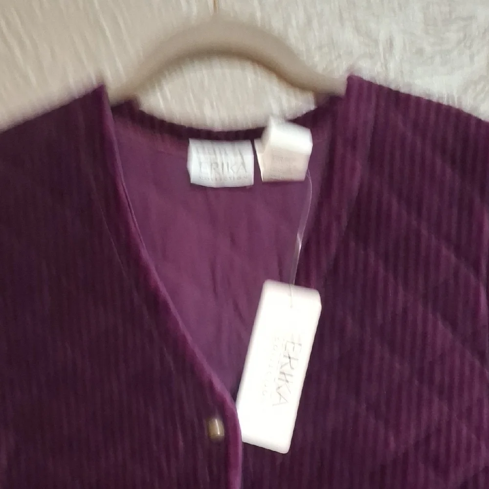 NEW.Erika Women's Deep Purple Quilted Vest Size L